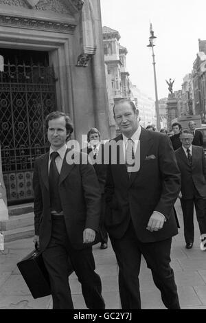 Australian Kerry Packer in London for the start of his High Court action which deals with the legality of the Test and County Boards' ban on county cricket players involved in the Kerry Packer 'super test' series in Australia.