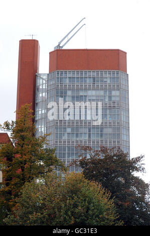 The Engineering Building at Leicester University, designed by architects James Stirling, James Gowan and structural engineer Frank Newby and completed in 1963 Stock Photo