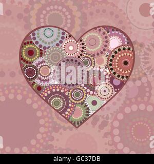Vintage multi colored patterned heart. Stock Vector
