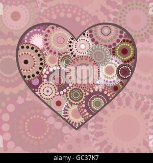 Romance multi colored patterned heart. Stock Vector
