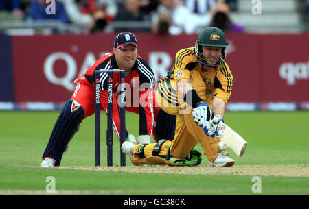 Australia's Michael Hussey bats during the Sixth One Day International at Trent Bridge, Nottingham. Stock Photo