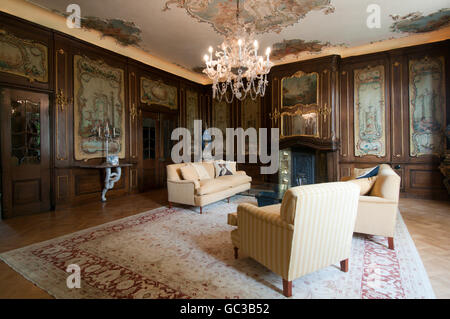 Rococo living room, Schloss Ossenberg Castle, Rheinberg-Budberg, North Rhine-Westphalia Stock Photo