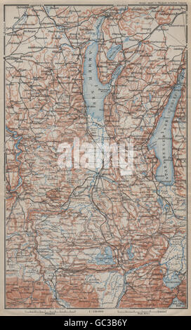 STARNBERGERSEE & AMMERSEE. Weilheim Schongau Murnau Starnberg karte, 1927 map Stock Photo