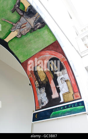 Painting on the arches of the city hall, Sarmede, Treviso, Veneto, Italy, Europe Stock Photo