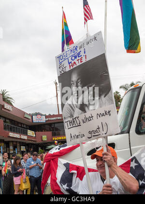 Martin Luther King poster in LA Pride Parade 2016 Stock Photo