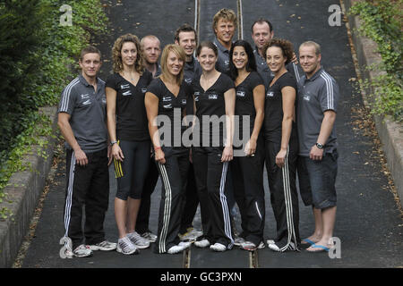 Winter Olympics - Great Britain Skeleton Media Day - University of Bath. Great Britain Skeleton Bob team members pose for a photo during the Skeleton media day at the University of Bath, Bath. Stock Photo