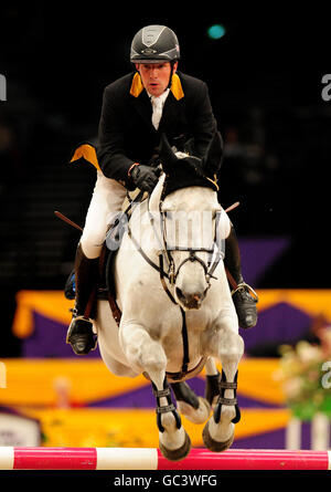 Great Britain's Guy Williams on Naomi 54 during the Grandstand Welcome Stakes during the Horse of the Year Show 2009 at the NEC in Birmingham. Stock Photo