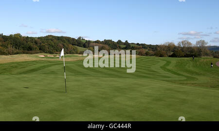 General view of the 4th hole and the 2010 Celtic Manor Ryder Cup course near Newport. Stock Photo