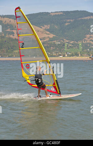 Wind surfing and water sports in Hood River Oregon. Stock Photo