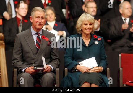 The Prince of Wales and the Duchess of Cornwall at a welcome Ceremony to Canada in their honour which was held at the Mile One Stadium in the Canadian city of St John's on the first day of their visit to Canada. Stock Photo
