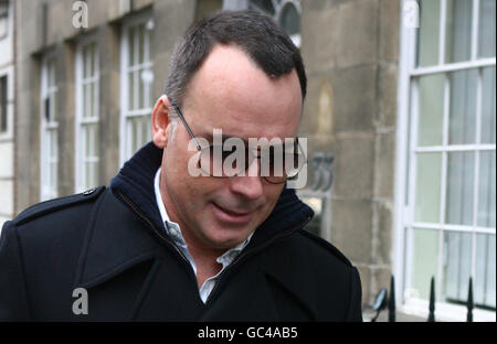 David Furnish leaves King Edward VII Hospital in Marylebone, central London, where he was visiting his partner Elton John. Stock Photo