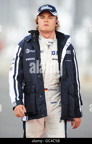 Williams' Nico Rosberg during qualifying at Silverstone, Northamptonshire. Stock Photo