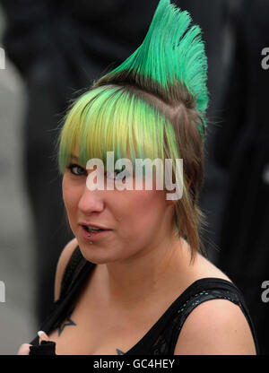 Chloe Williams, 19, one of the many friends attending the funeral in Old Cwmbran of Private James Prosser, 21, from 2nd Battalion The Royal Welsh who was caught in a blast on September 27. Stock Photo