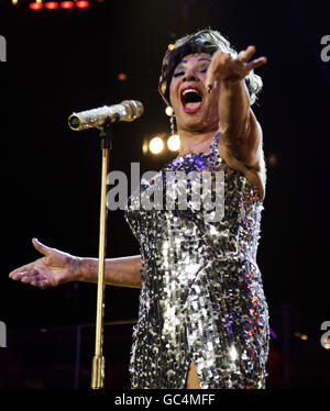 Dame Shirley Bassey performing at the Roundhouse as part of the BBC Electric Proms, in Camden, London. Stock Photo