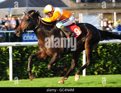 Mia's Boy ridden by Eddie Ahern wins The robinhoodairport.com Condition Stakes during day two of the Racing Post Trophy at Doncaster Racecourse, Doncaster. Stock Photo