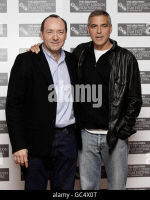 Stars of the film 'Men Who Stare At Goats' George Clooney (right) and Kevin Spacey during a photocall at Vue West End in Leicester Square, central London. Stock Photo