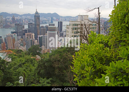 View over Hong Kong from the slopes of Victoria Peak Stock Photo