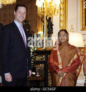 Indian President Pratibha Patil meets Britain's Liberal Democrat Party leader Nick Clegg at Windsor Castle. Stock Photo