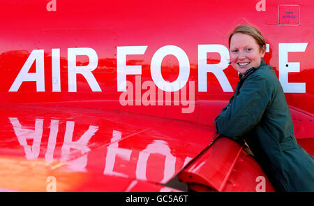 Flight Lieutenant Kirsty Moore, the first woman pilot to join the Red Arrows, at RAF Scampton, Lincolnshire. Stock Photo