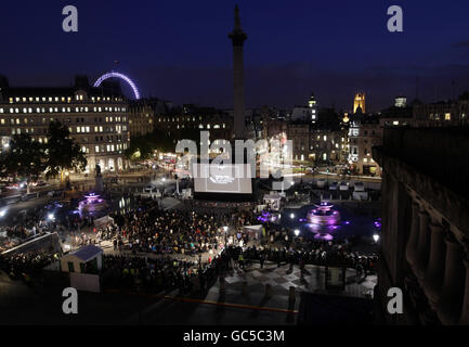 Short films about London shown in Trafalgar Square Stock Photo