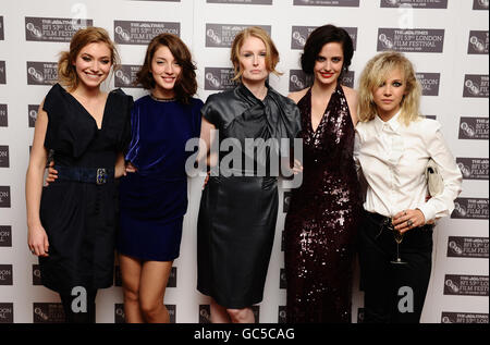 (Left to right) Imogen Poots, Maria Valverde, Jordan Scott, Eva Green and Juno Temple attend the premiere of new film, Cracks at the Vue West End cinema in London during London Film Festival. Stock Photo