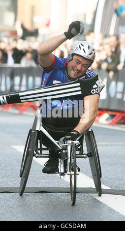 Wales' Richie Powell wins the wheelchair race in the Dublin City Marathon, Dublin, Ireland. Stock Photo
