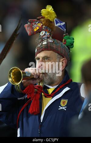 Soccer - International Friendly - Wales v Scotland - Cardiff City Stadium. Scotland fans in the stands at Cardiff City Stadium Stock Photo