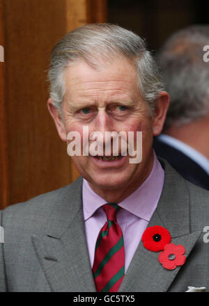 The Prince of Wales leaves a remembrance day service at Christ Church Cathedral in Victoria, Canada. Stock Photo