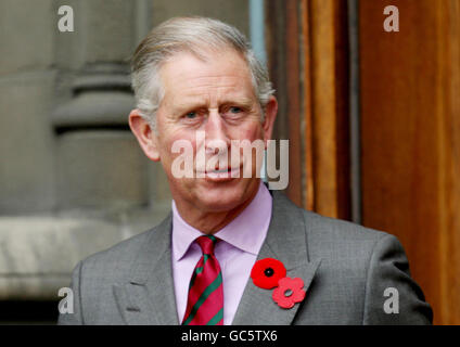 The Prince of Wales leaves a remembrance day service at Christ Church in Victoria, Canada. Stock Photo
