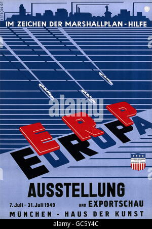 European Recovery Program postwar period, emblem of the Marshall Plan, ERP (European Recovery ...