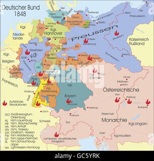 cartography, historical maps, modern times, German Confederation, revolutions 1848, Additional-Rights-Clearences-Not Available Stock Photo