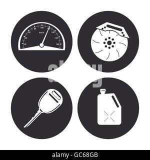 Machine icon set. Auto part design. Vector graphic Stock Vector