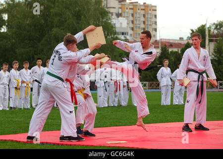 Young boys training martial arts Stock Photo