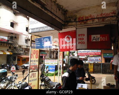 A general view of mobile phone signs in Mangalore, Karnataka, India. Stock Photo