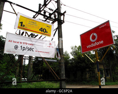 A general view of mobile phone signs in Mangalore, Karnataka, India. Stock Photo