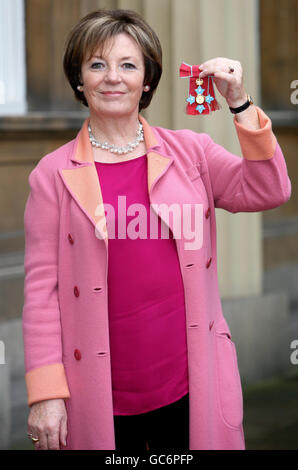 TV celebrity chef Delia Smith after she received her Commander of the British Empire Medal (CBE) from the Prince of Wales at an investiture ceremony at Buckingham Palace. Stock Photo
