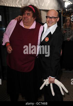 Stephen Benham Harry Hill (right) and actor Steve Benham (in character as Heather from ...