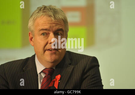 The Welsh Assembly member for Bridgend, Carwyn Jones gives an acceptance speech in Cardiff after succeeding Rhodri Morgan as Labour Party leader in Wales. Stock Photo