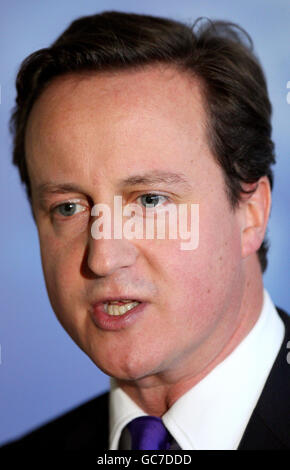 Conservative Party leader David Cameron delivers his reaction to the Government's pre-budget report, at Conservative Party Headquarters, London. Stock Photo