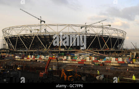 Olympics - Olympic Stadium Views. A view of the Olympic Stadium under construction for the 2012 Olympic Games, in Stratford, London. Stock Photo