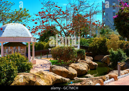 Picturesque Marina d'Or garden in the Oropesa del Mar resort town. Spain Stock Photo