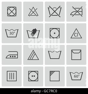 Vector Black  Washing    Icons Set Stock Vector