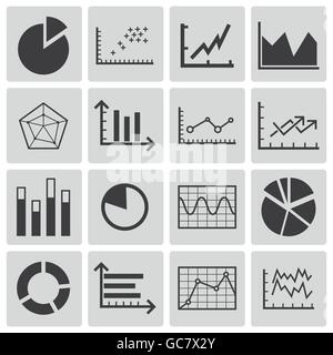 Vector black  diagram icons set Stock Vector