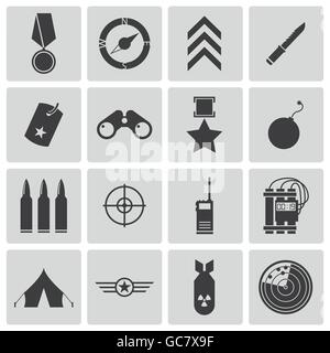 Vector Black  Military Icons Set Stock Vector