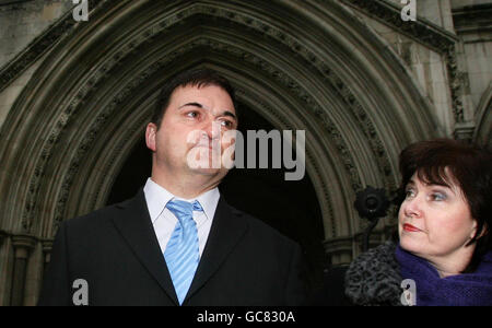 Barry George, who was cleared of murdering TV presenter Jill Dando, leaves the High Court in London with his sister Michelle Diskin, after he accepted substantial undisclosed libel damages over claims that he had pestered women he was obsessed with. Stock Photo