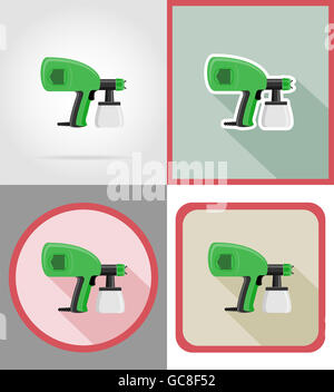 electric airbrush tools for construction and repair flat icons illustration isolated on background Stock Photo