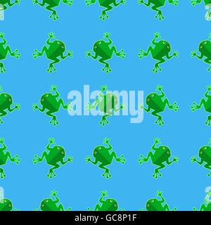 Seamless Cartoon Frog Pattern Stock Vector