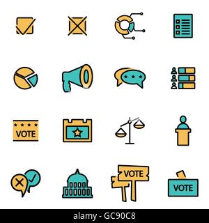 Trendy flat line icon pack for designers and developers. Vector line election icon set Stock Vector