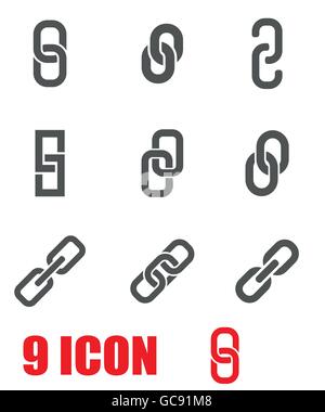 Vector grey chain or link icon set Stock Vector
