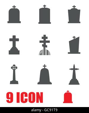 Vector grey gravestone icon set Stock Vector